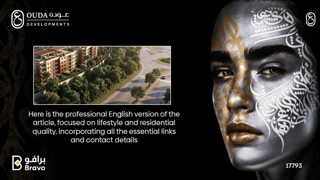 تصميم إبداعي يجمع بين صورة معمارية ووجه امرأة بلمسات ذهبية وفنية.