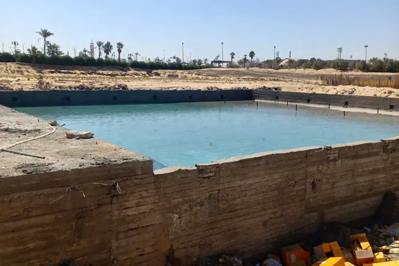 منطقة الممارسة بنادي جي سي كلوب أثناء أعمال الإنشاء — جولف سيتي العبور | عوده للتطوير العقاري